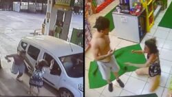 Akaryakıt istasyonunda kadına öldüresiye dayak kamerada!